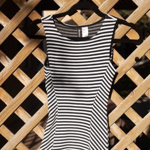 DIVIDED H&M White and Dark Blue Striped dress